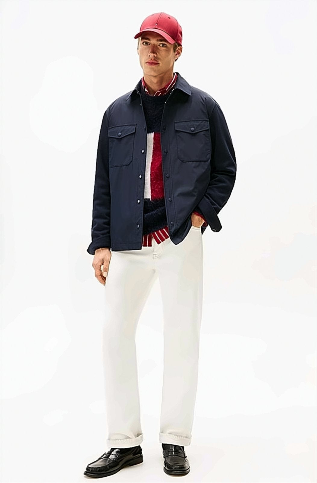 Mix Media Overshirt With Contrasting Textures