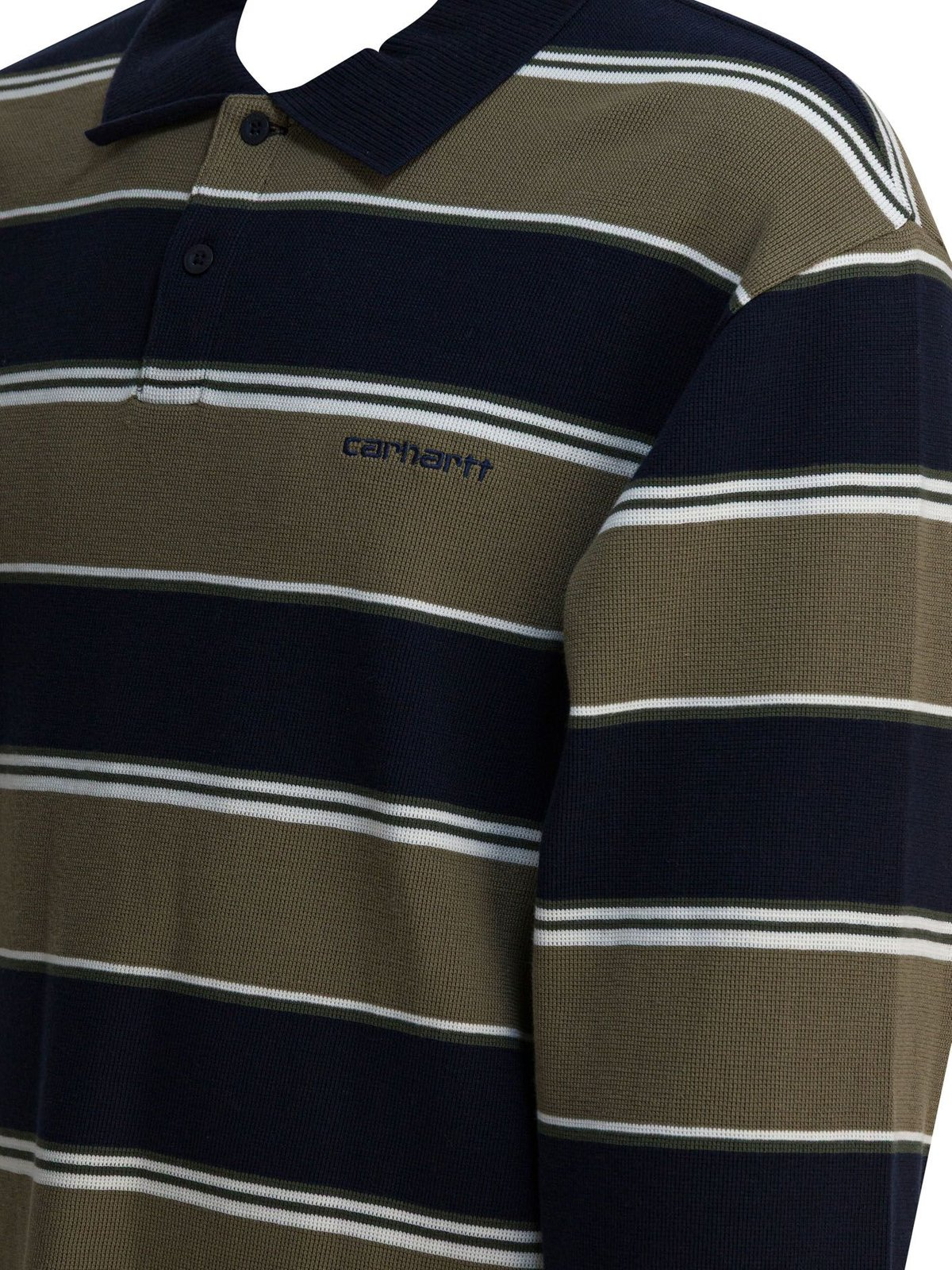 Horizontal Stripe Long Sleeve Polo Shirt