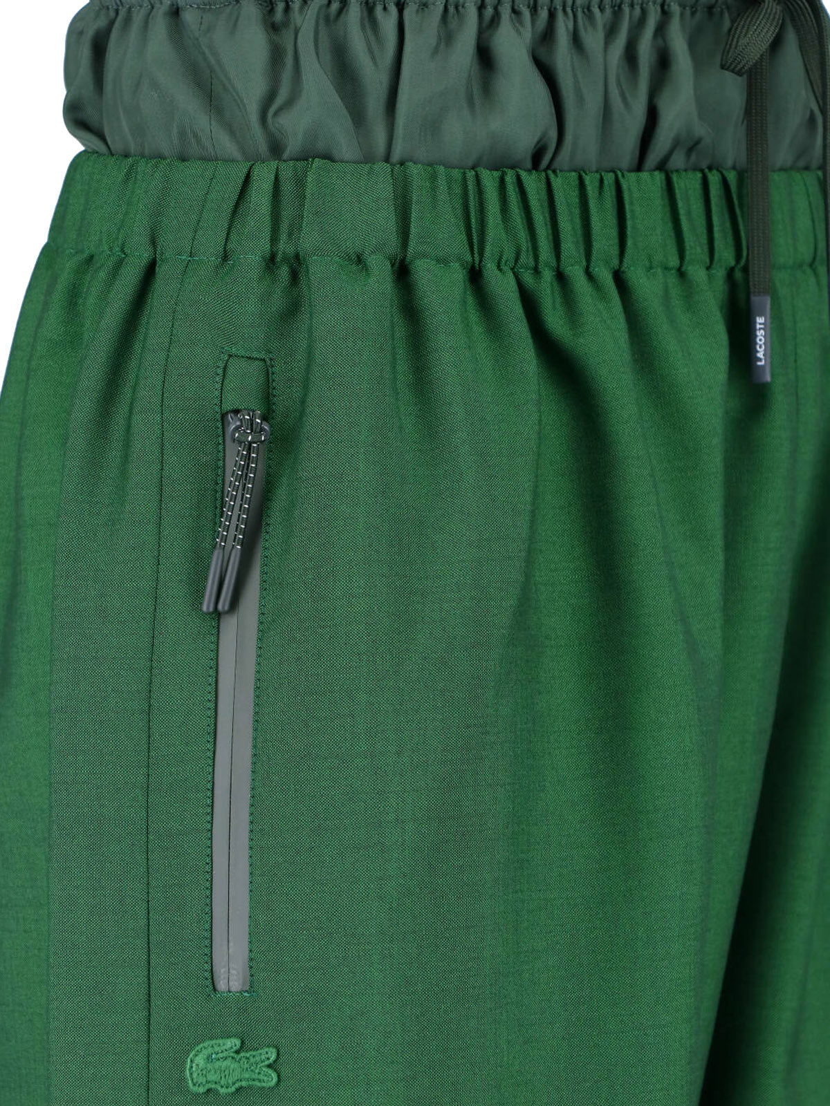 Green Straight-Leg Layered Sport Logo Trousers