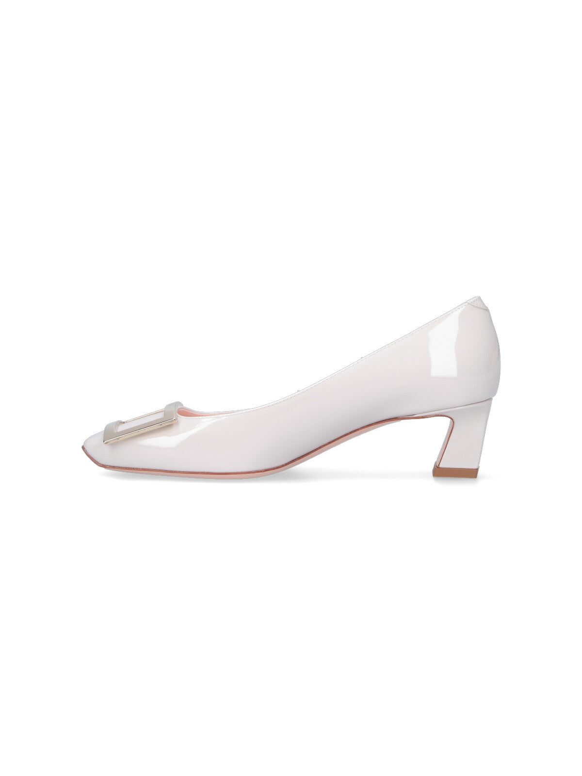 White Calfskin Pumps With Squared Toe