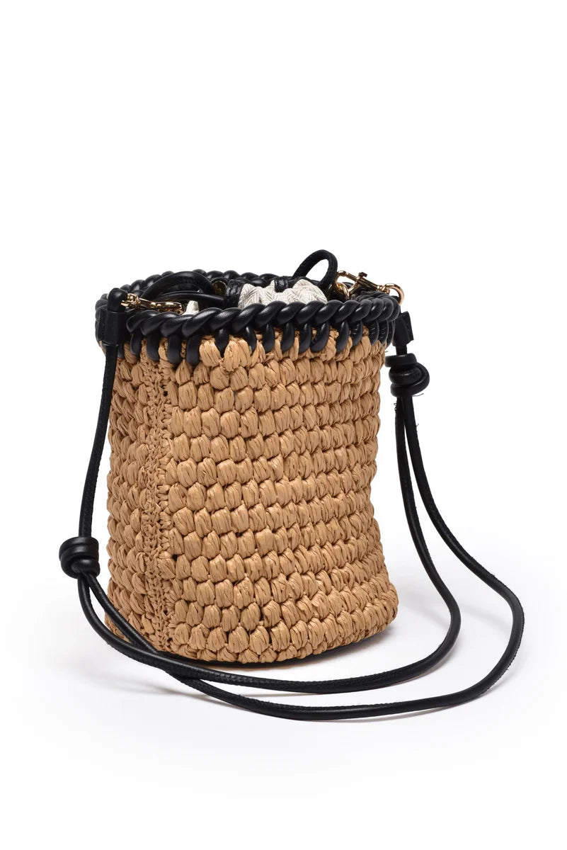 Emerson Bucket Raffia Bag - Brown