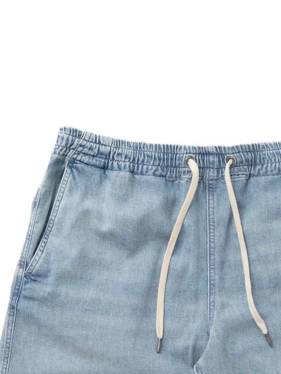 Light Wash Denim Shorts With Elastic Waistband