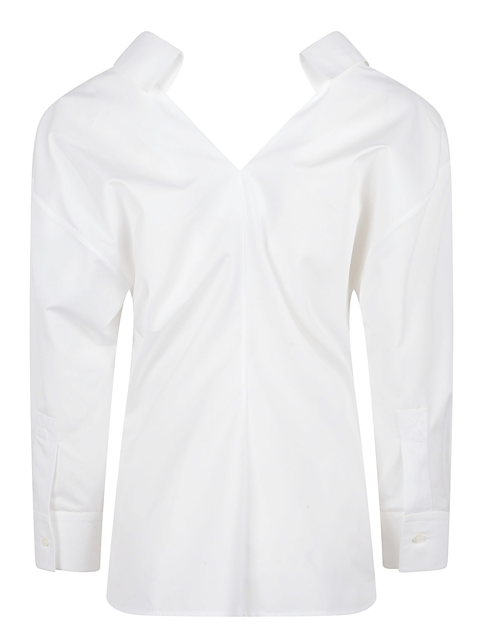 Crisp White Shirt With Deep V-Neckline