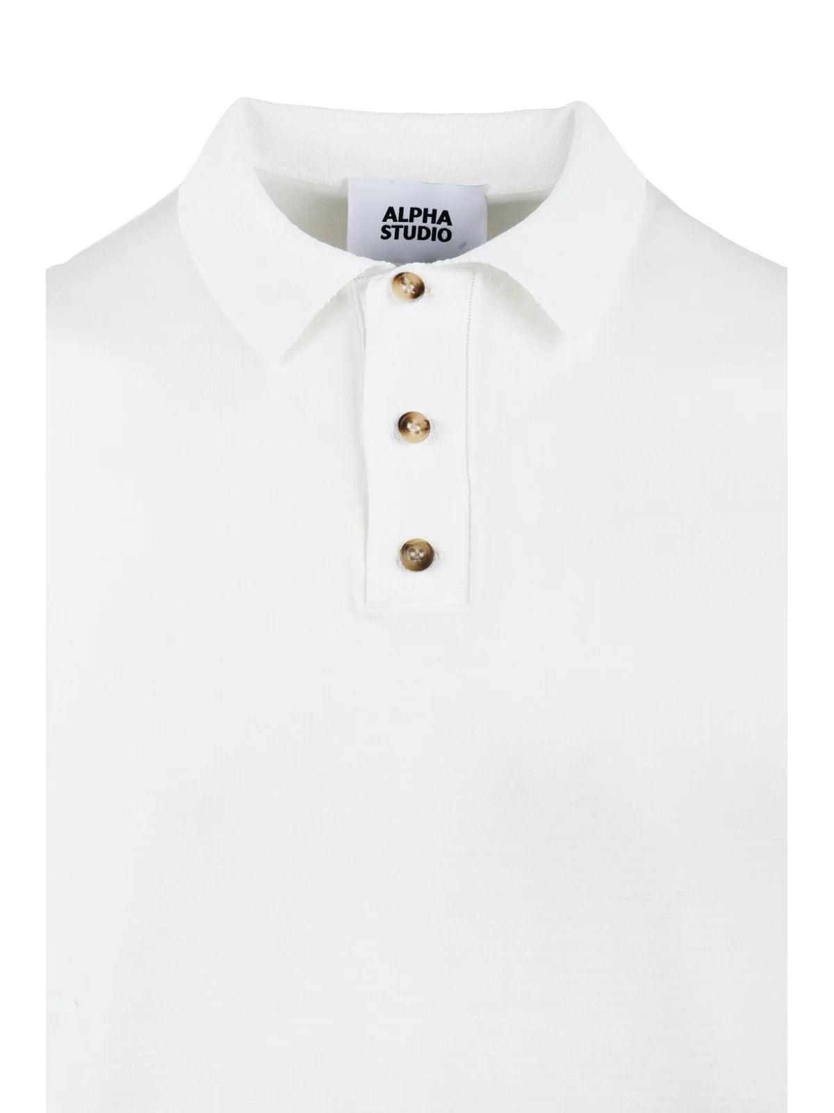 White Cotton Polyurethane Knit Polo Shirt