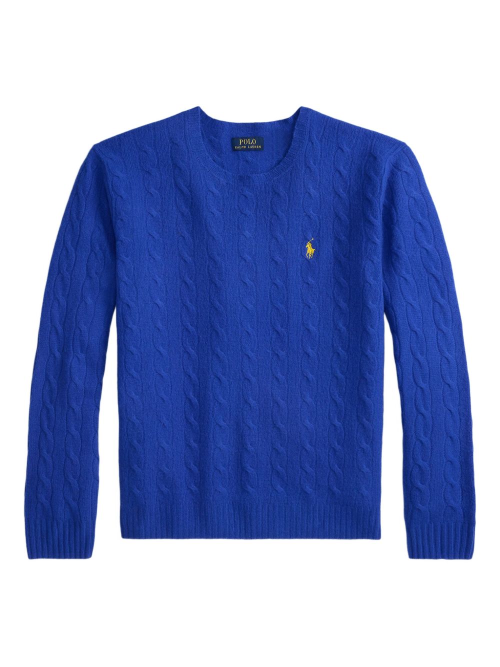Cable-Knit Wool-Cashmere Crewneck Sweater With Iconic Embroidery