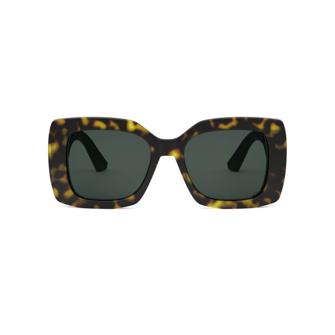 Oversized Tortoiseshell Square Sunglasses with Lattice Temples