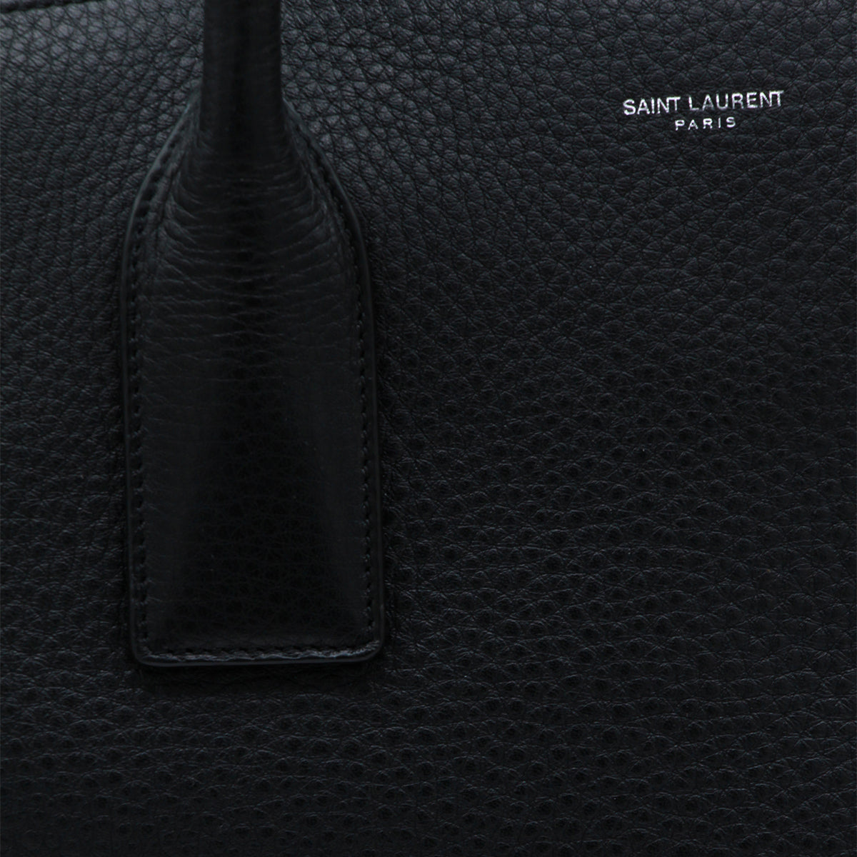 Black Leather Top Handle Bag With Logo
