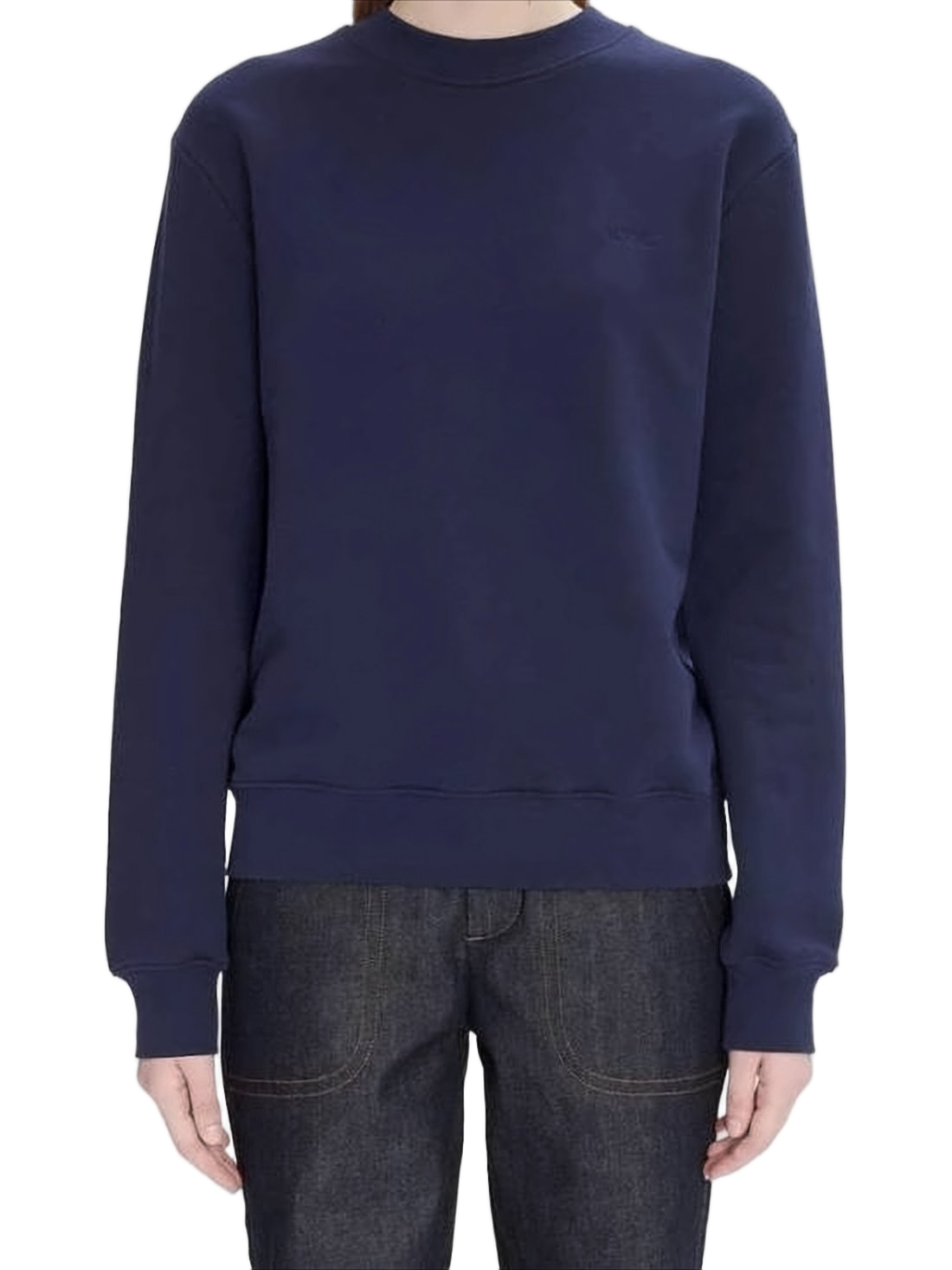 Long-Sleeve Crewneck Sweatshirt with Ribbed Cuffs
