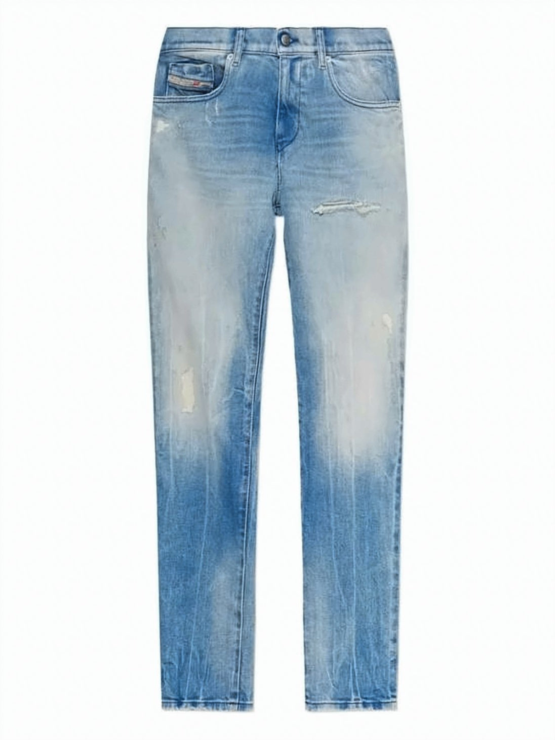 Slim-Fit Distressed Denim Jeans with Tapered Leg