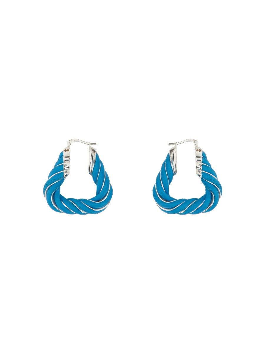Triangular Twist Hoop Earrings with Silver