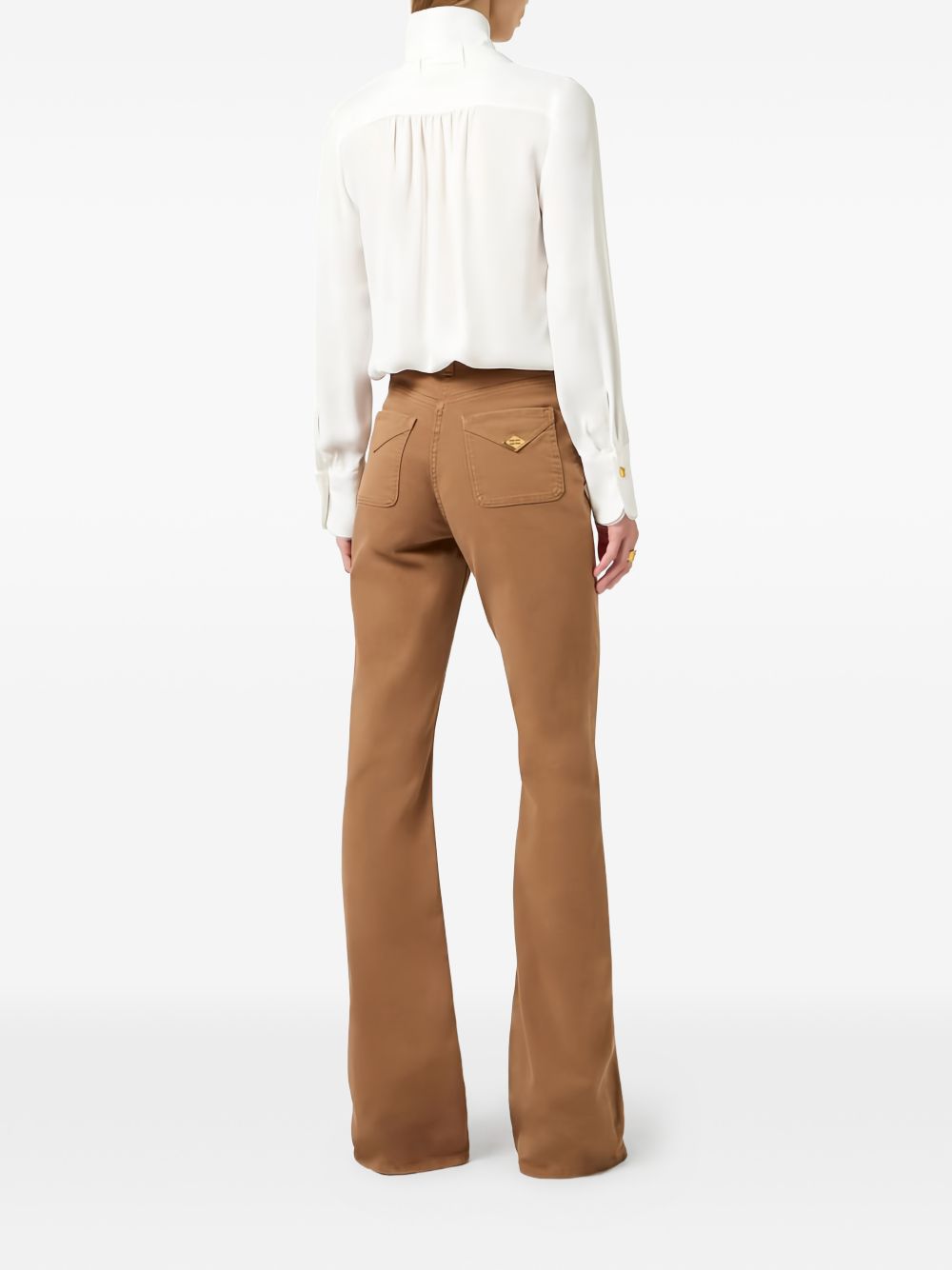 White V-Neck Blouse with Scarf Ties