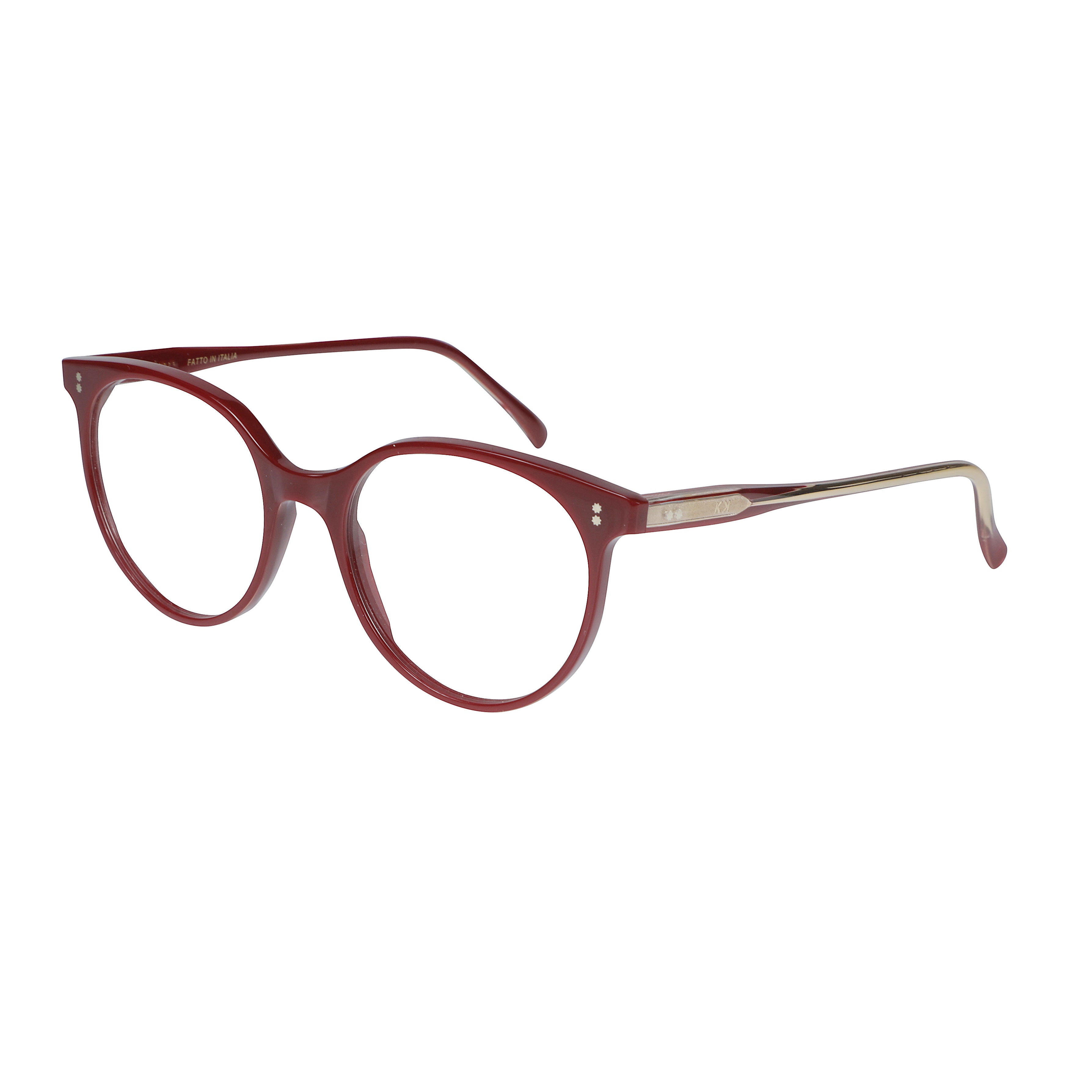 Cynda/N-52 Glossy Rounded Frame Eyeglasses with Decorative Accents