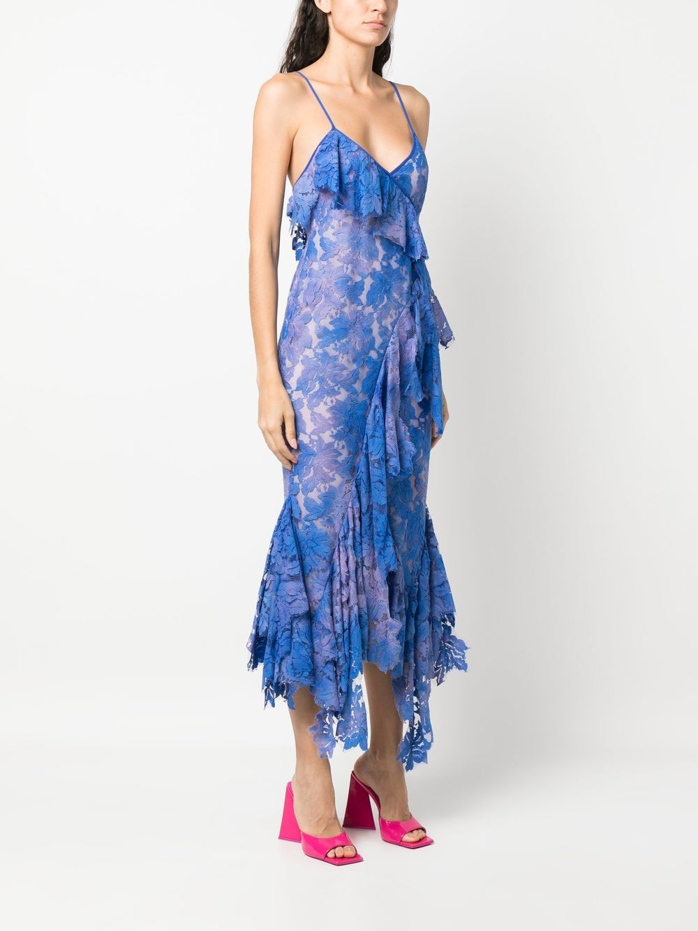 Thelma Violet Lace Draped Midi Dress