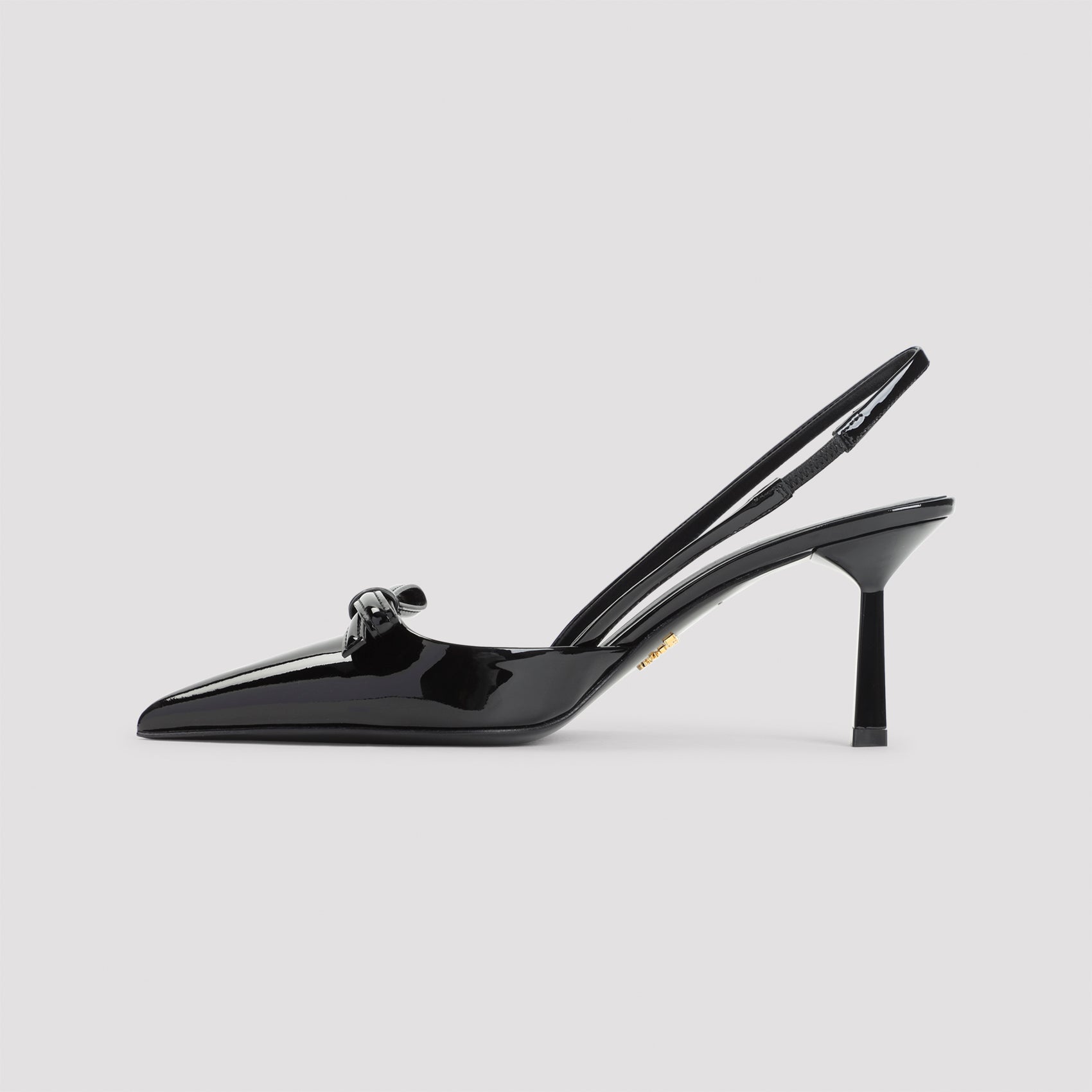 Slingback Pumps with Decorative Bow and Glossy Finish