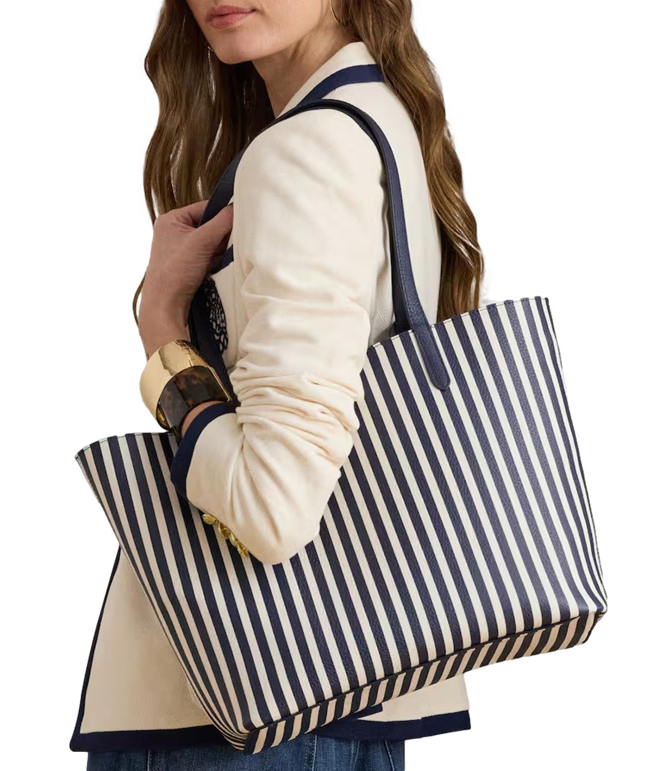 Navy Blue Reversible Polyurethane Tote Bag