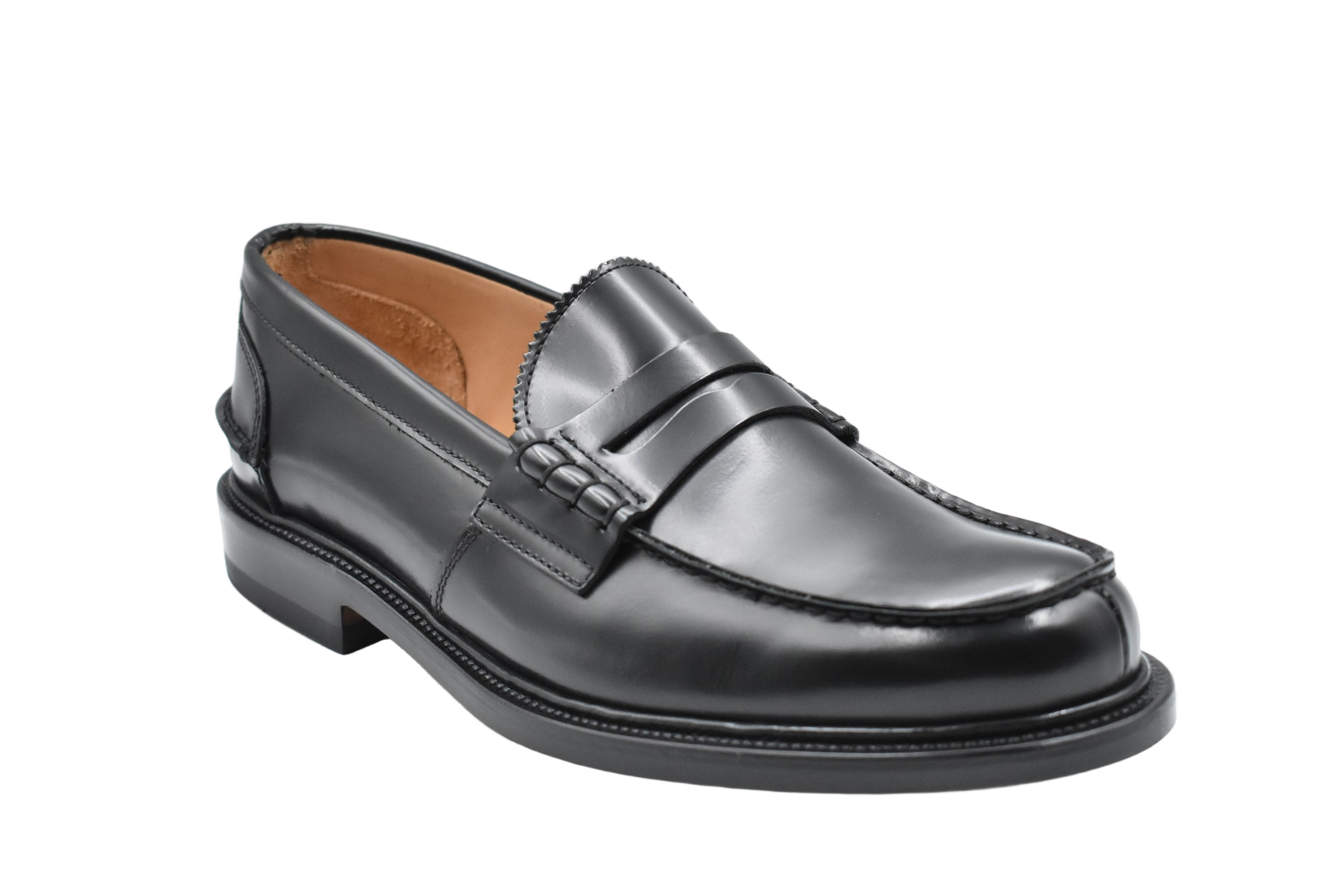 Polished Black Leather Loafers