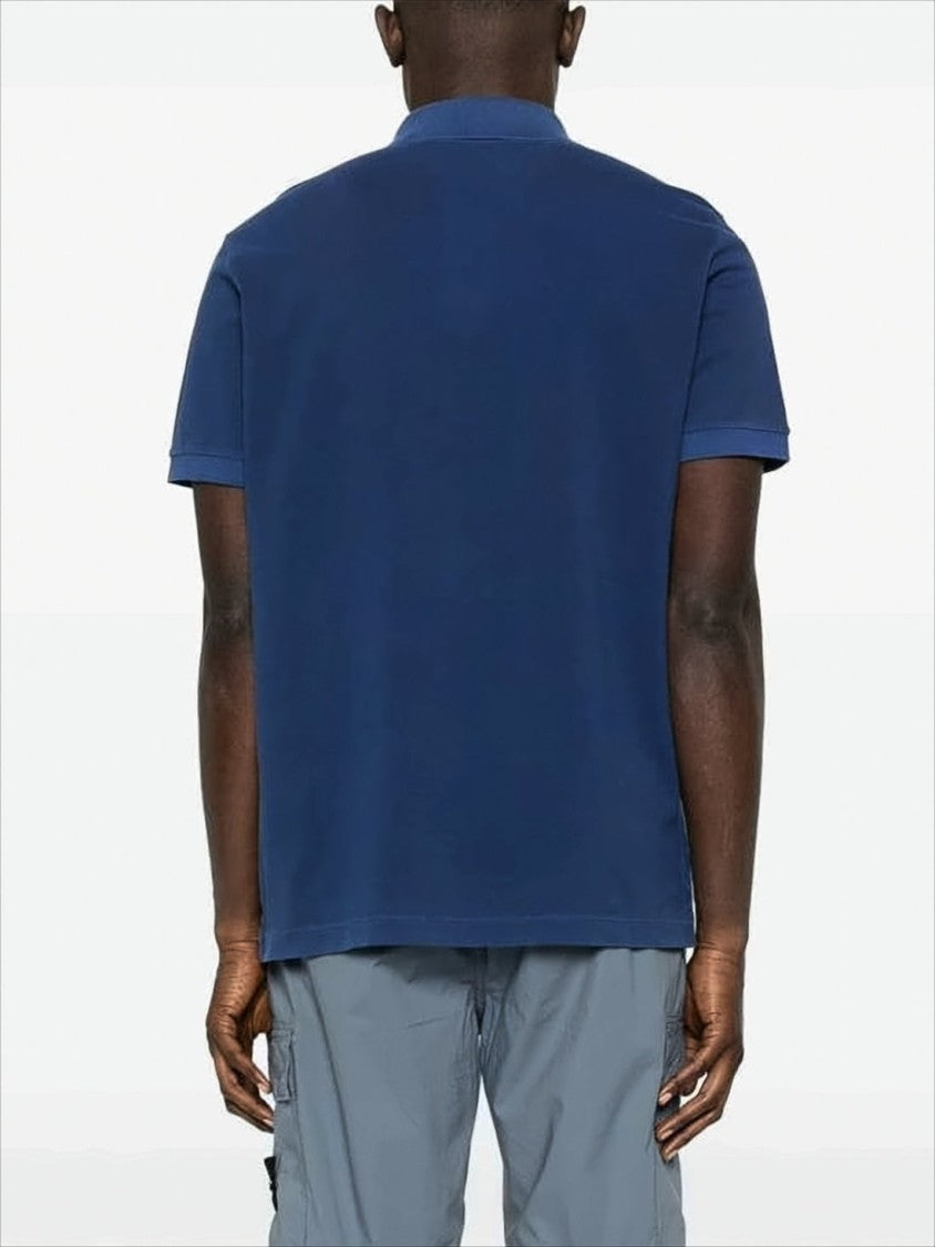 Short-Sleeve Polo Shirt with Matching Collar and Embroidered Logo