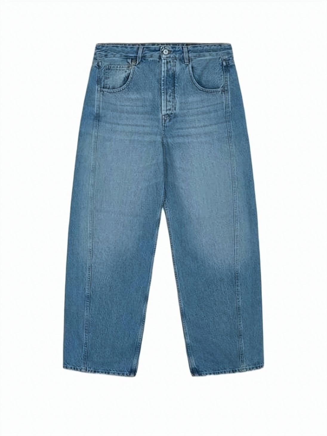 Mid-Blue Denim Pants with Classic Five-Pocket Design