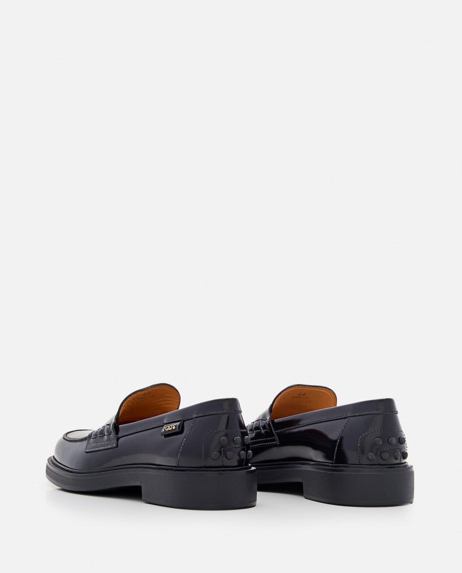 Polished Leather Loafers With Rounded Toe