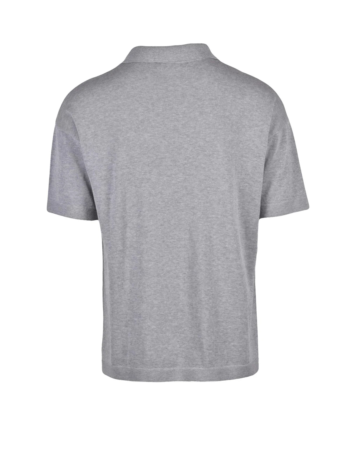 Grey Cotton Knit Polo Shirt