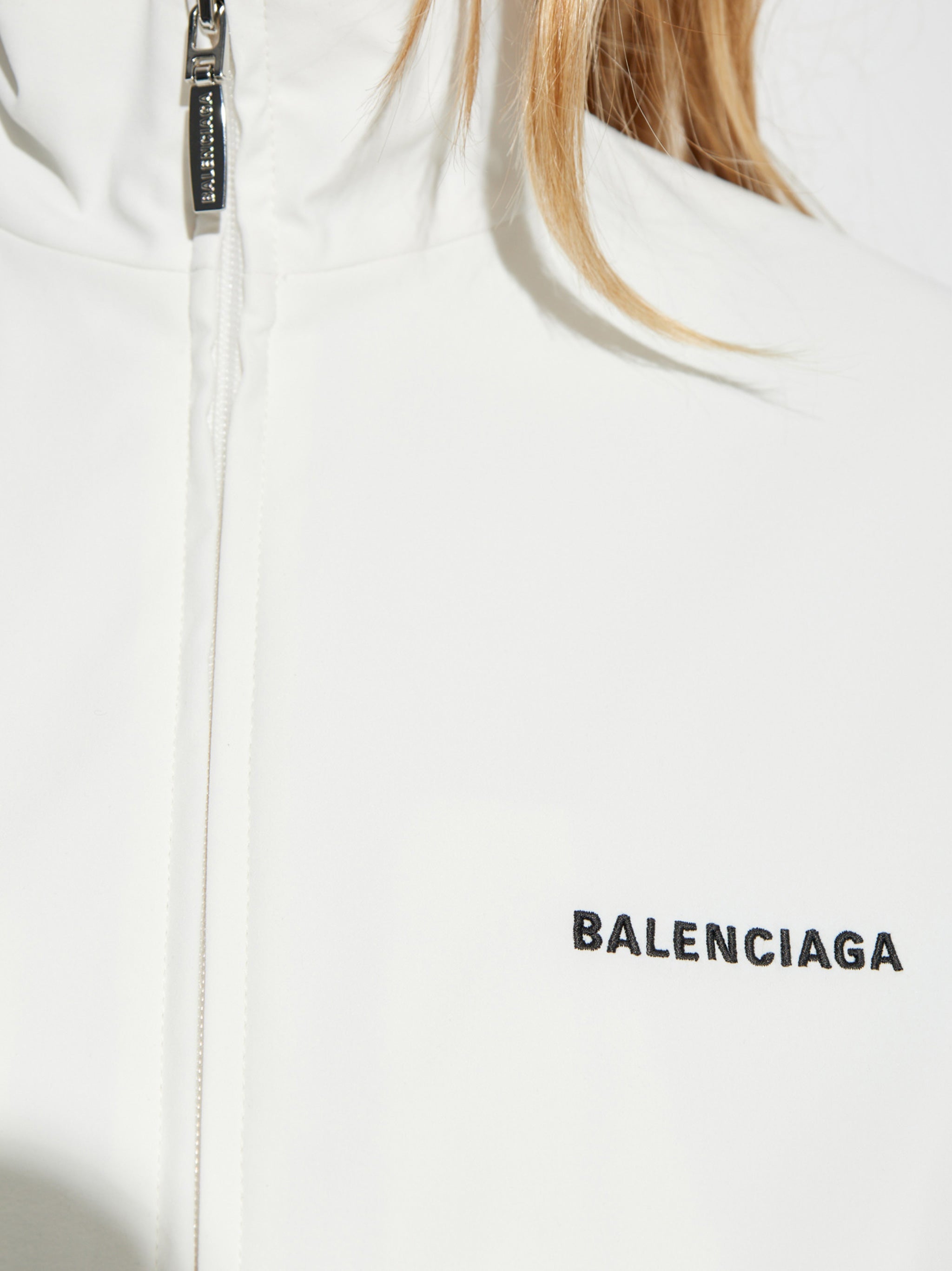 White Tracksuit High Collar Polyester Jacket