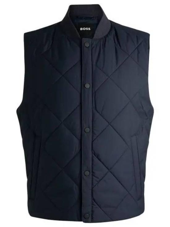 Quilted Sleeveless Vest with Ribbed Collar and Minimalist Design