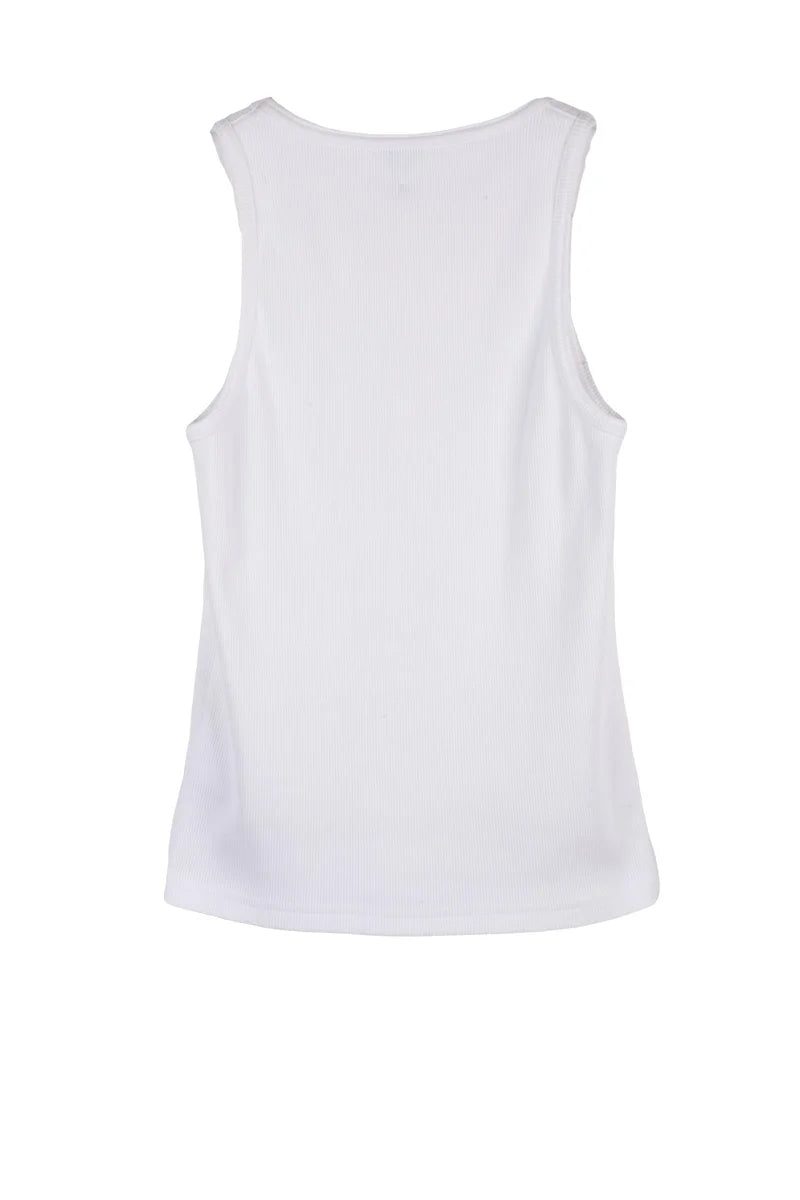 Cotton Stretch Tank - White