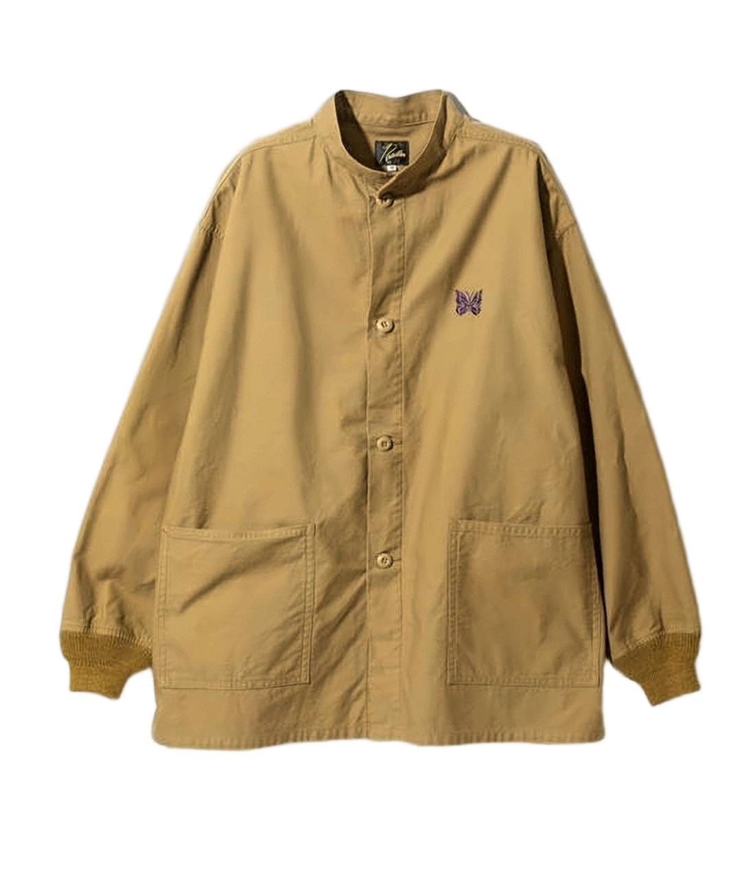 Mandarin Collar Long-Sleeve Shirt With Embroidered Detail