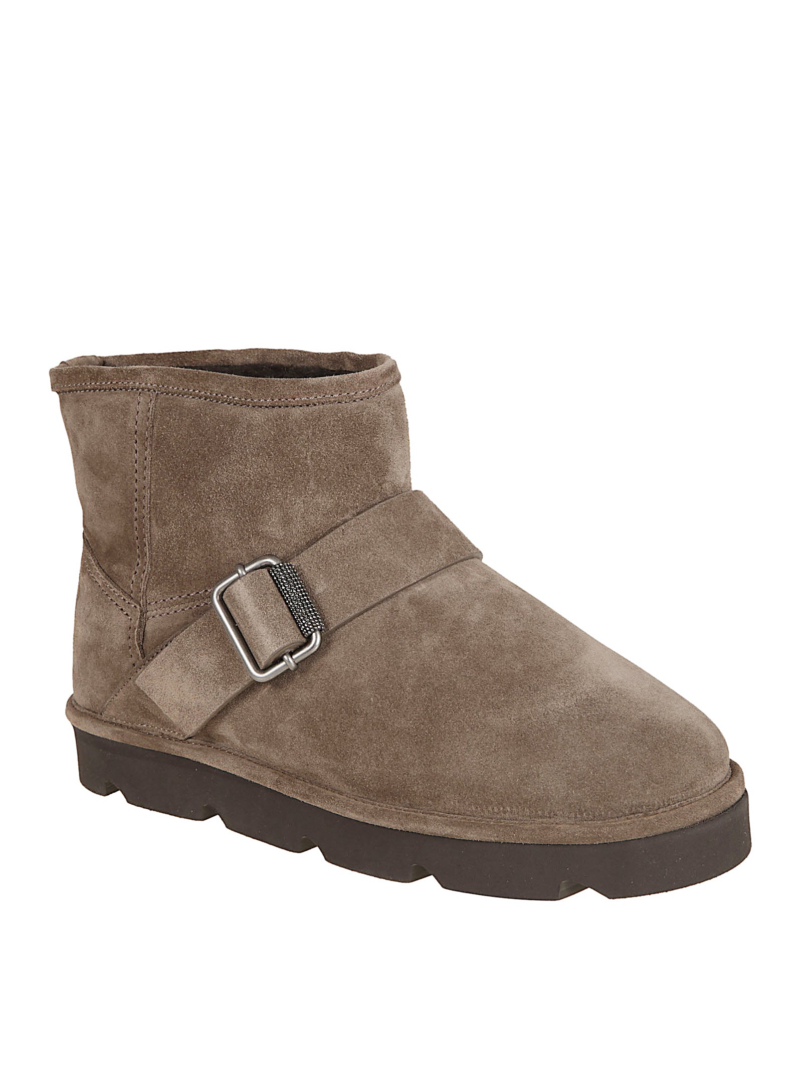 Suede Ankle Boots With Shearling Lining