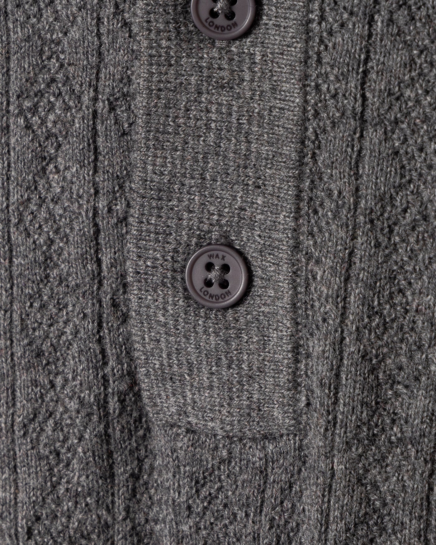 Textured Diamond Stripe Knit Polo in Grey Marl