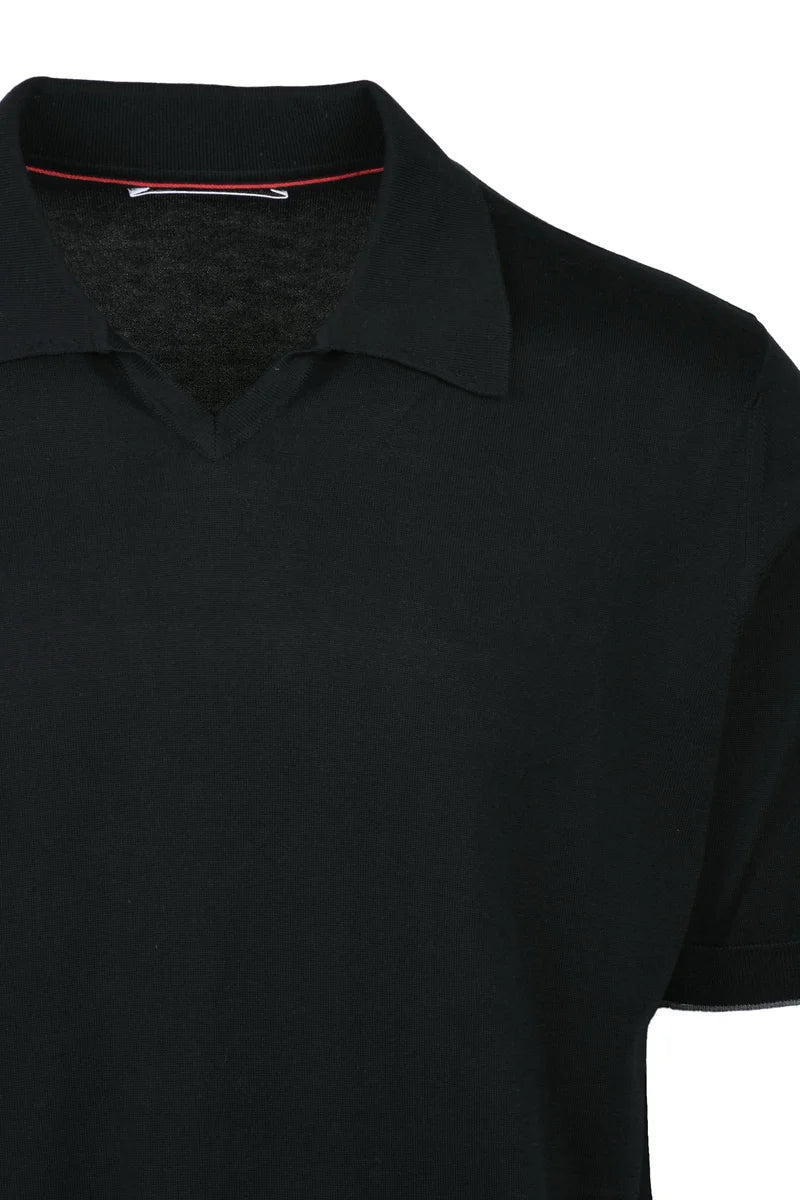 Cotton Knit Polo - Black