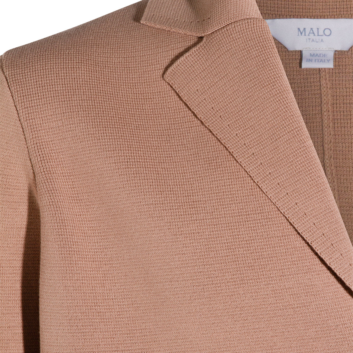 Camel Cotton Blazer With Lapel Collar