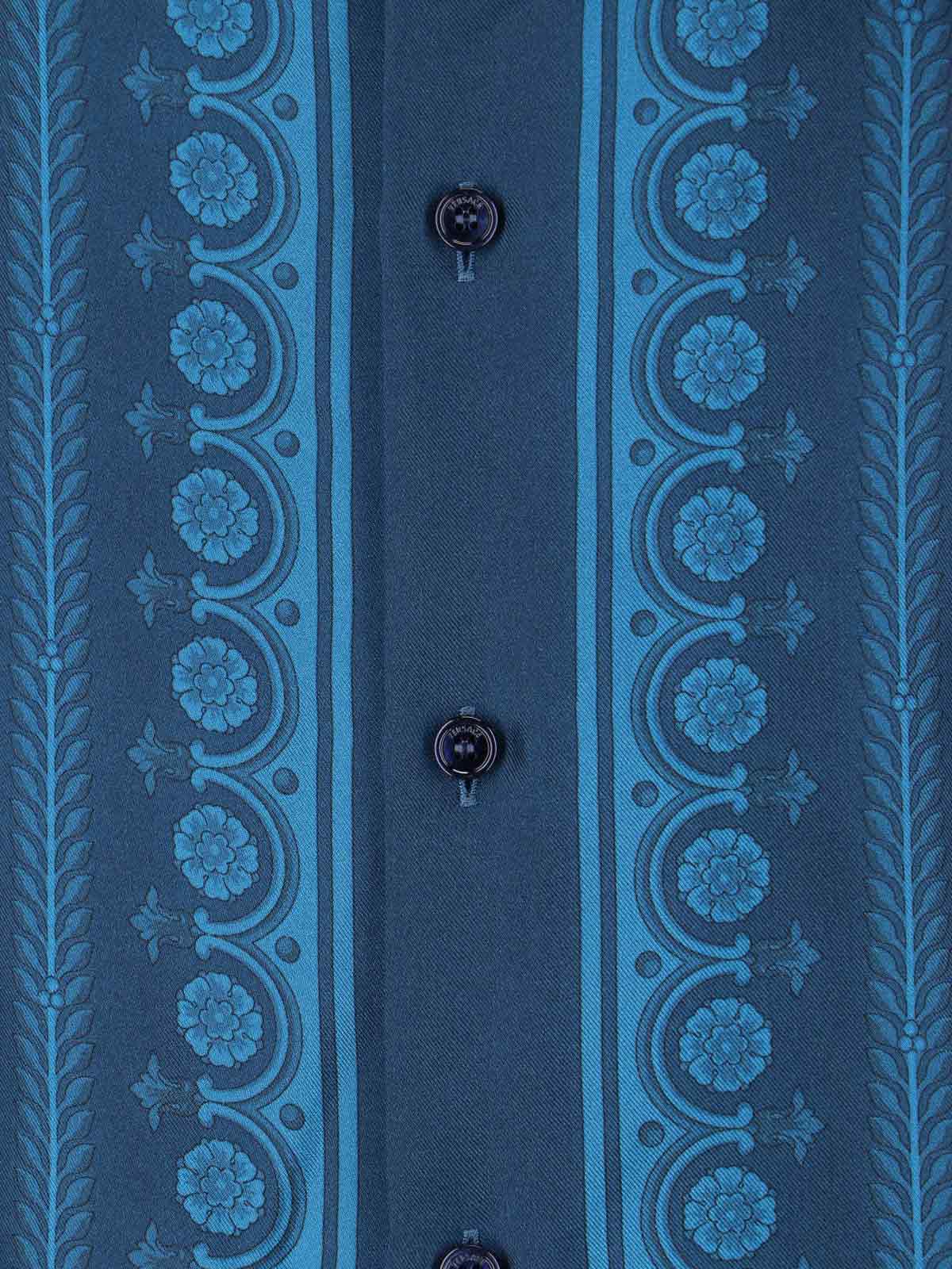 "Barocco" Silk Shirt – Blue