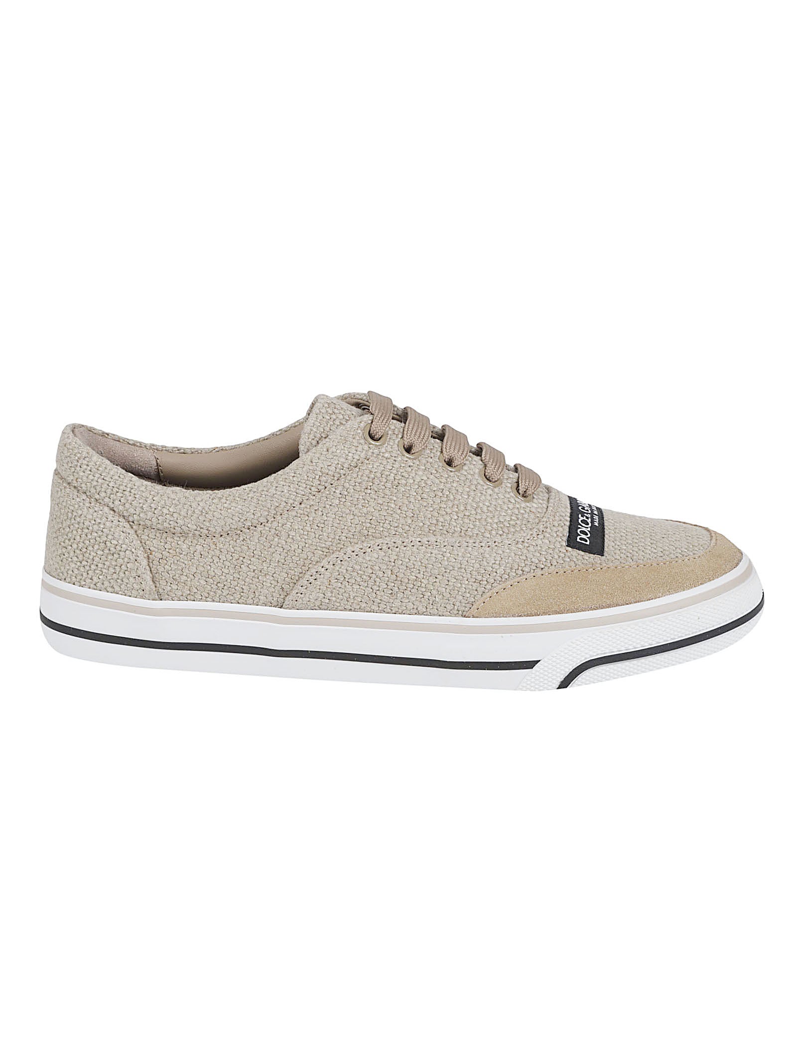 Textured Fabric and Suede Low-Top Sneakers