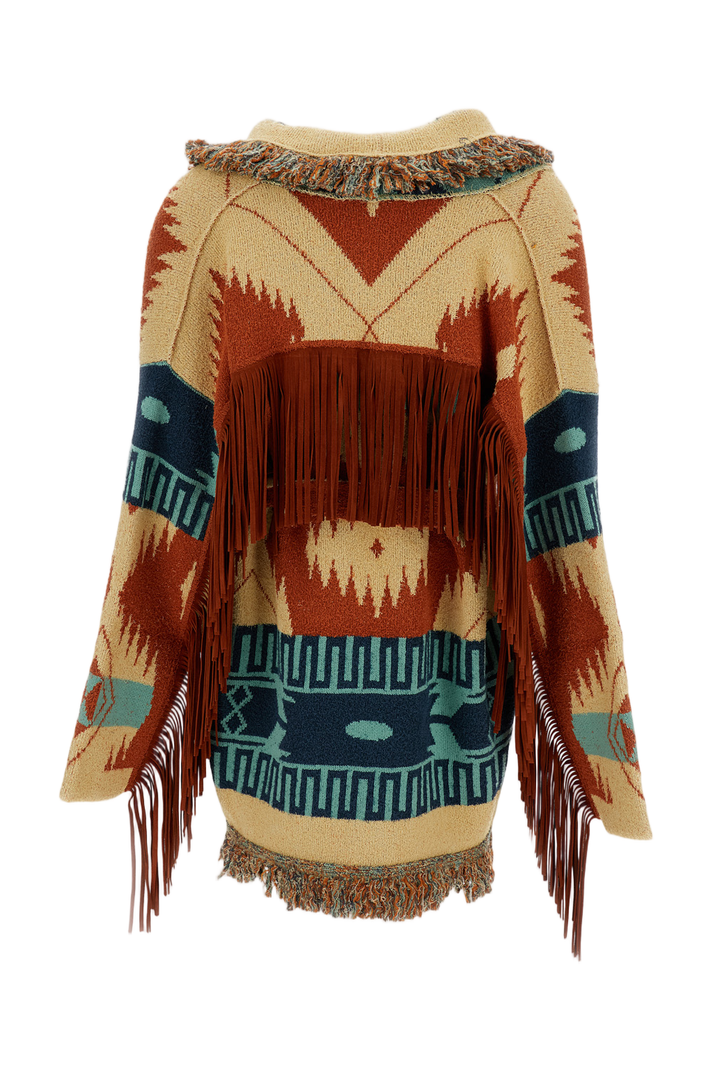 Multicolor Golden Dusk Fringed Knit Cardigan