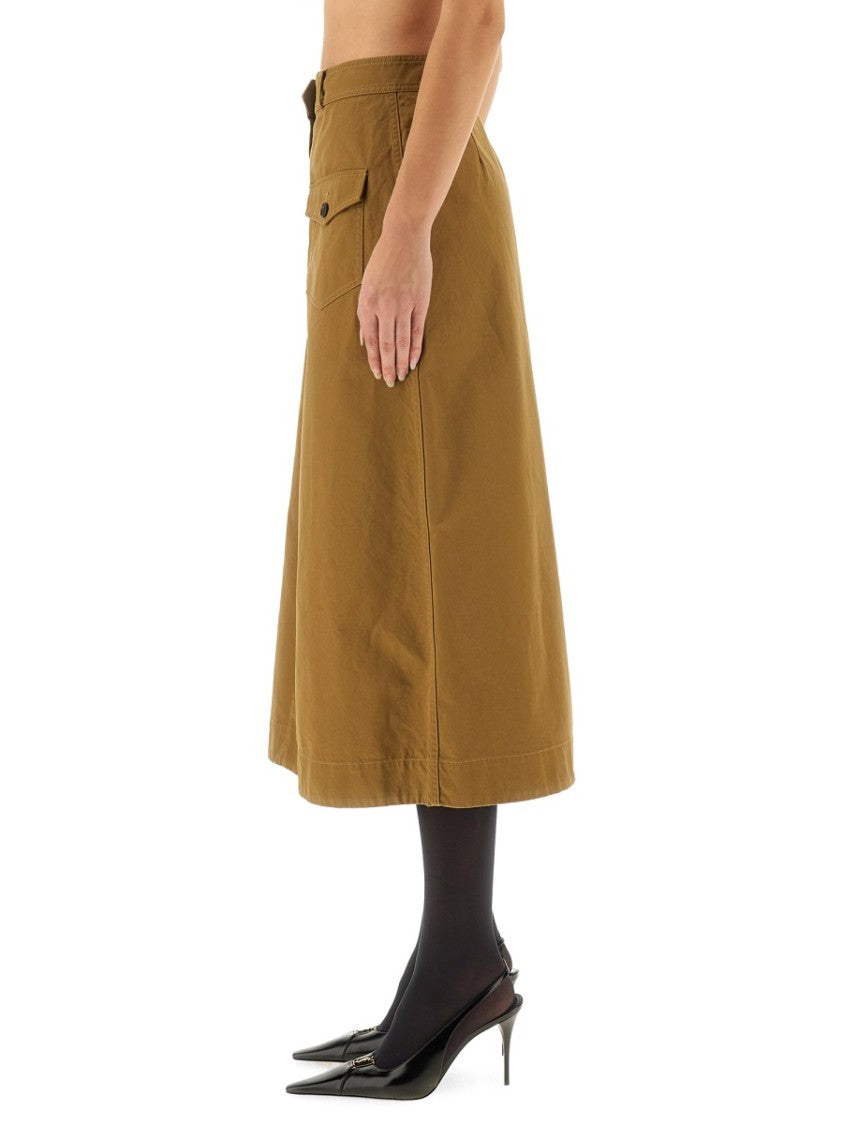 Structured A-Line Midi Skirt