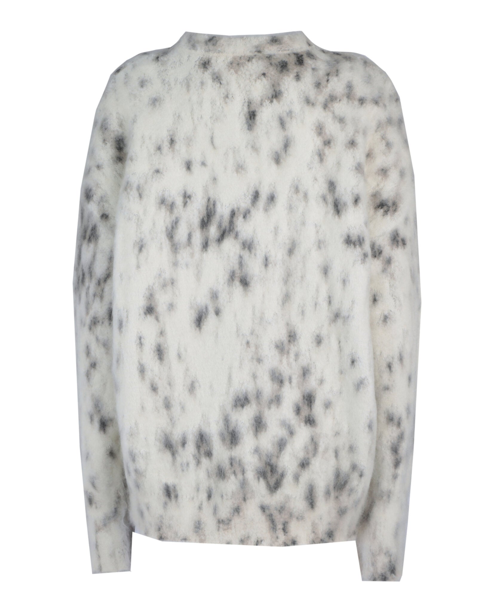 Cropped Sweater In Mohair With Snow Leopard Print