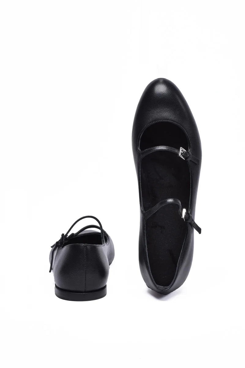 Leather Ballerinas Rubber - Black