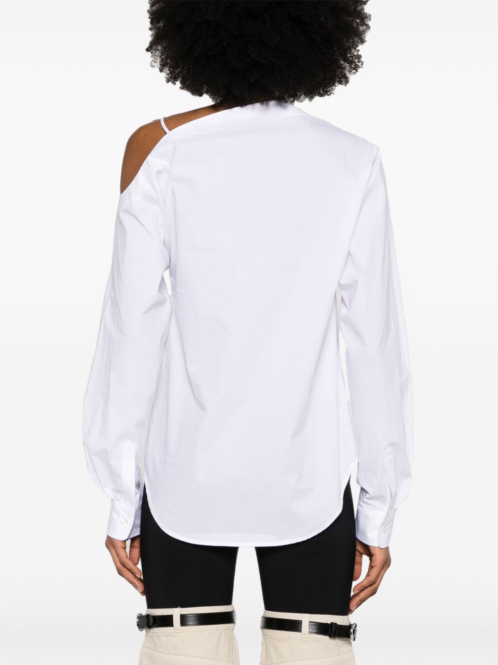 Asymmetrical White Top With Off-Center Button
