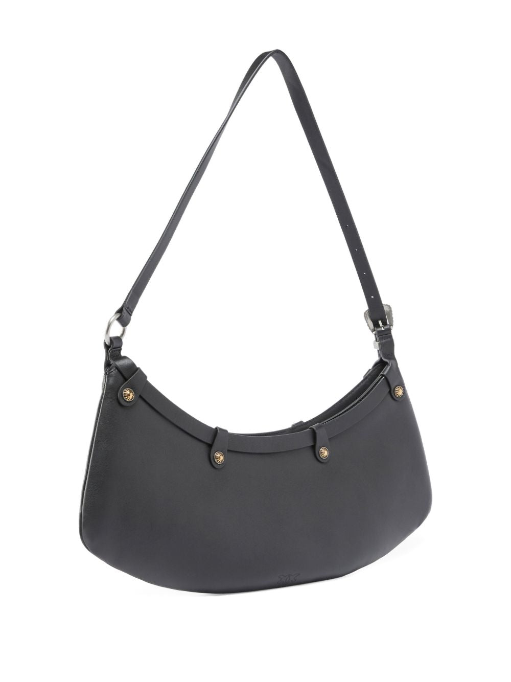 Crescent-Shaped Shoulder Bag With Flap Pockets