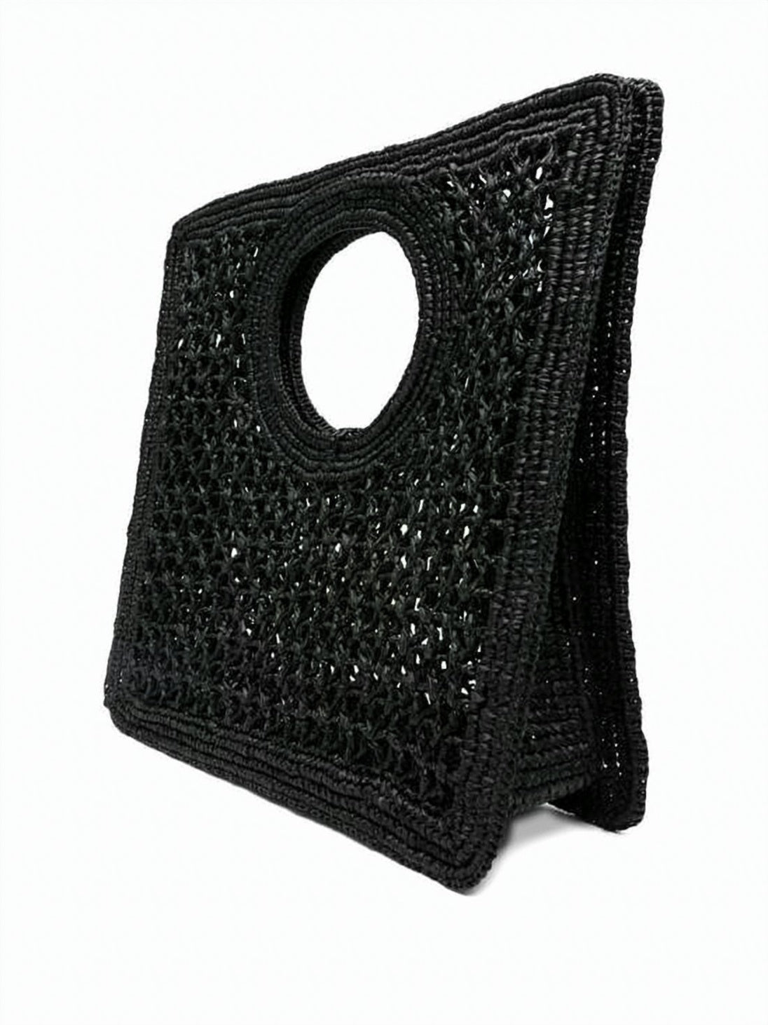 Intricately Woven Raffia Tote Bag with Gold-tone Charms