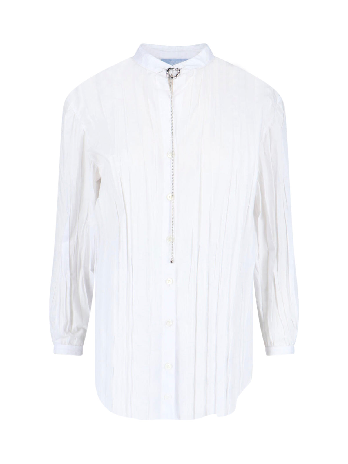 White Crinkle Shirt with Chain Detail