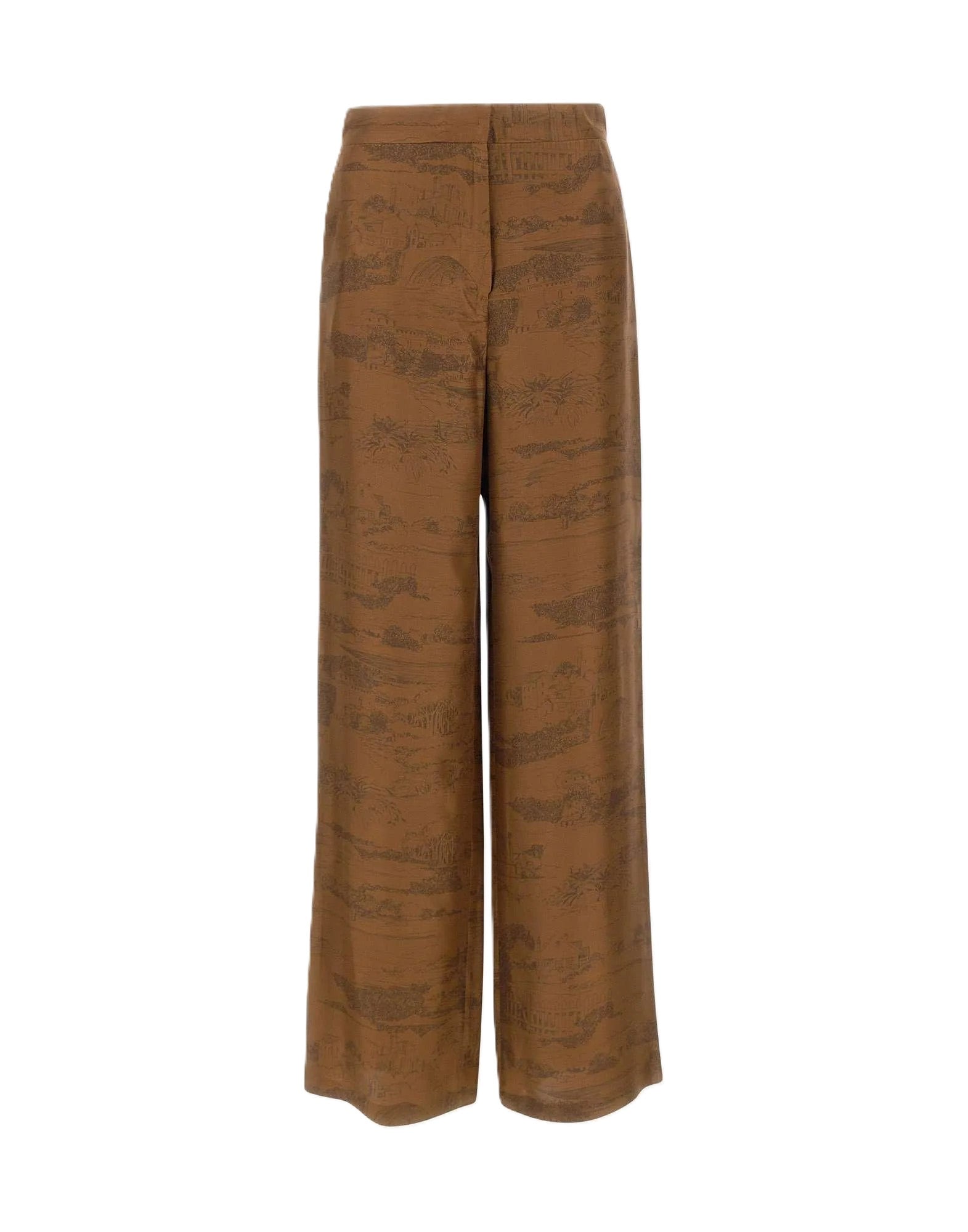 Wide-leg Pants with Intricate Tonal Pattern