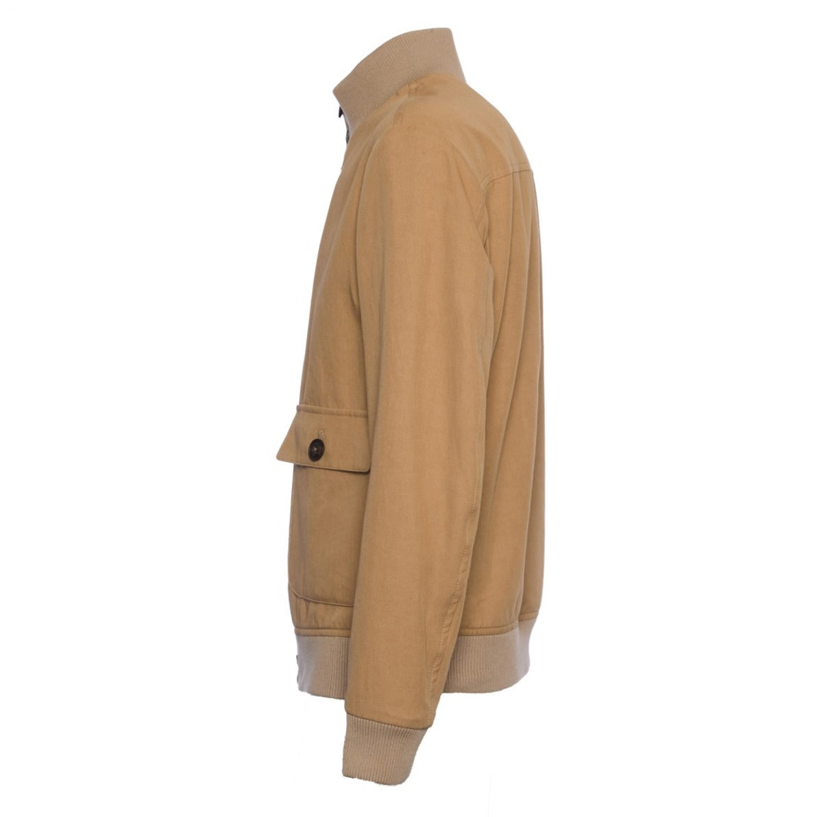 Cappuccino Twill Cotton And Linen Bomber Jacket