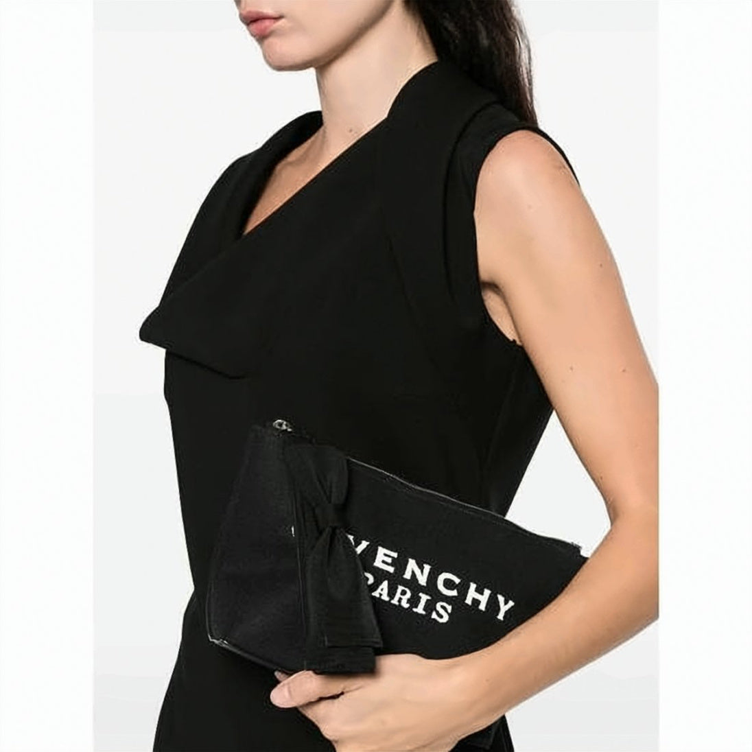 Canvas Pouch with Embroidered Logo and Bow Detail