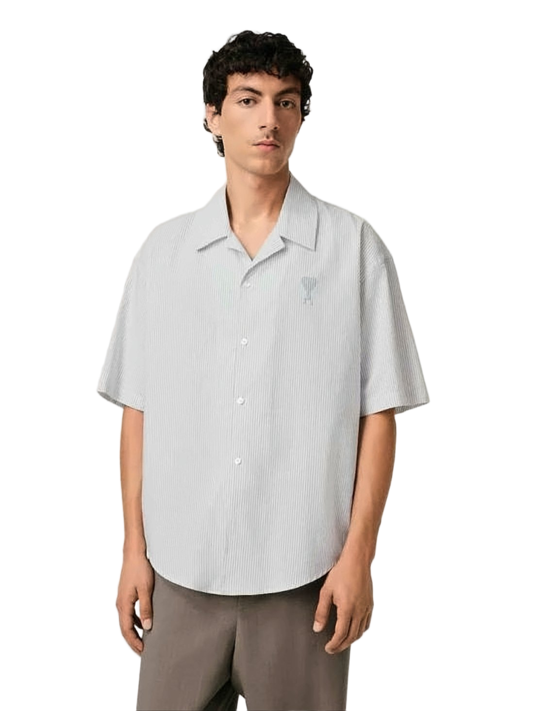 Relaxed Fit Short-Sleeve Shirt with Camp Collar