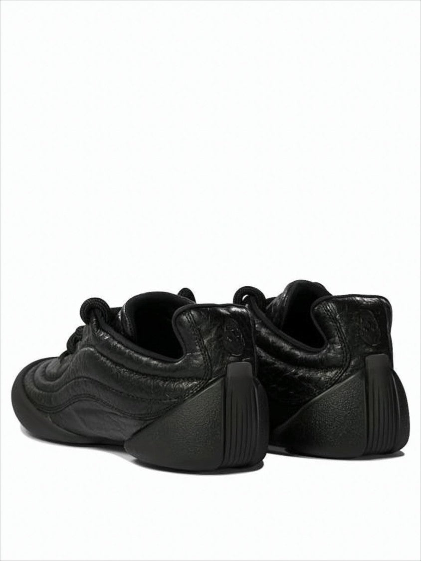Textured Leather Sneakers with Sculpted Rubber Sole