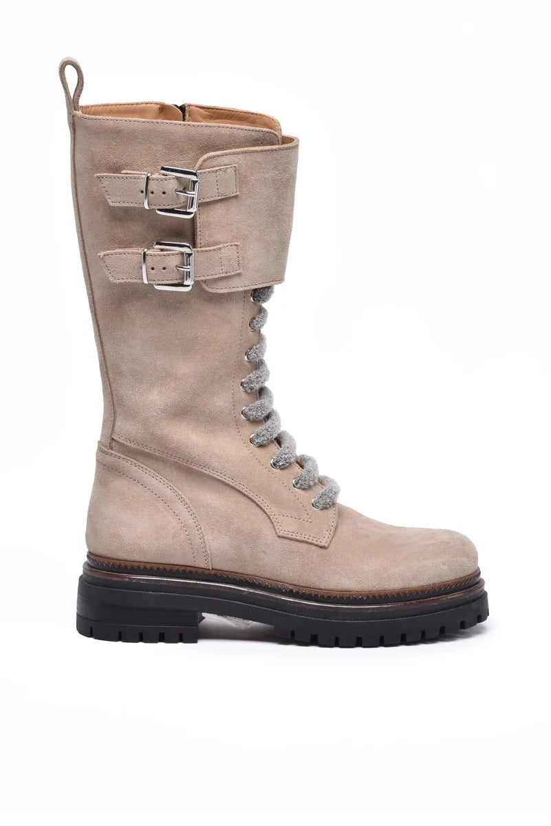 Suede Ankle Boots - Beige