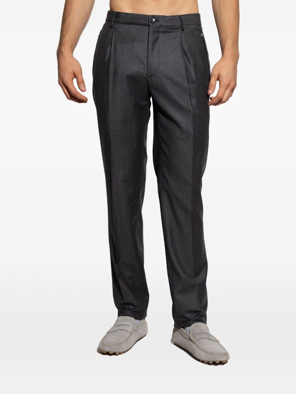 Grey Wool Flannel Trousers