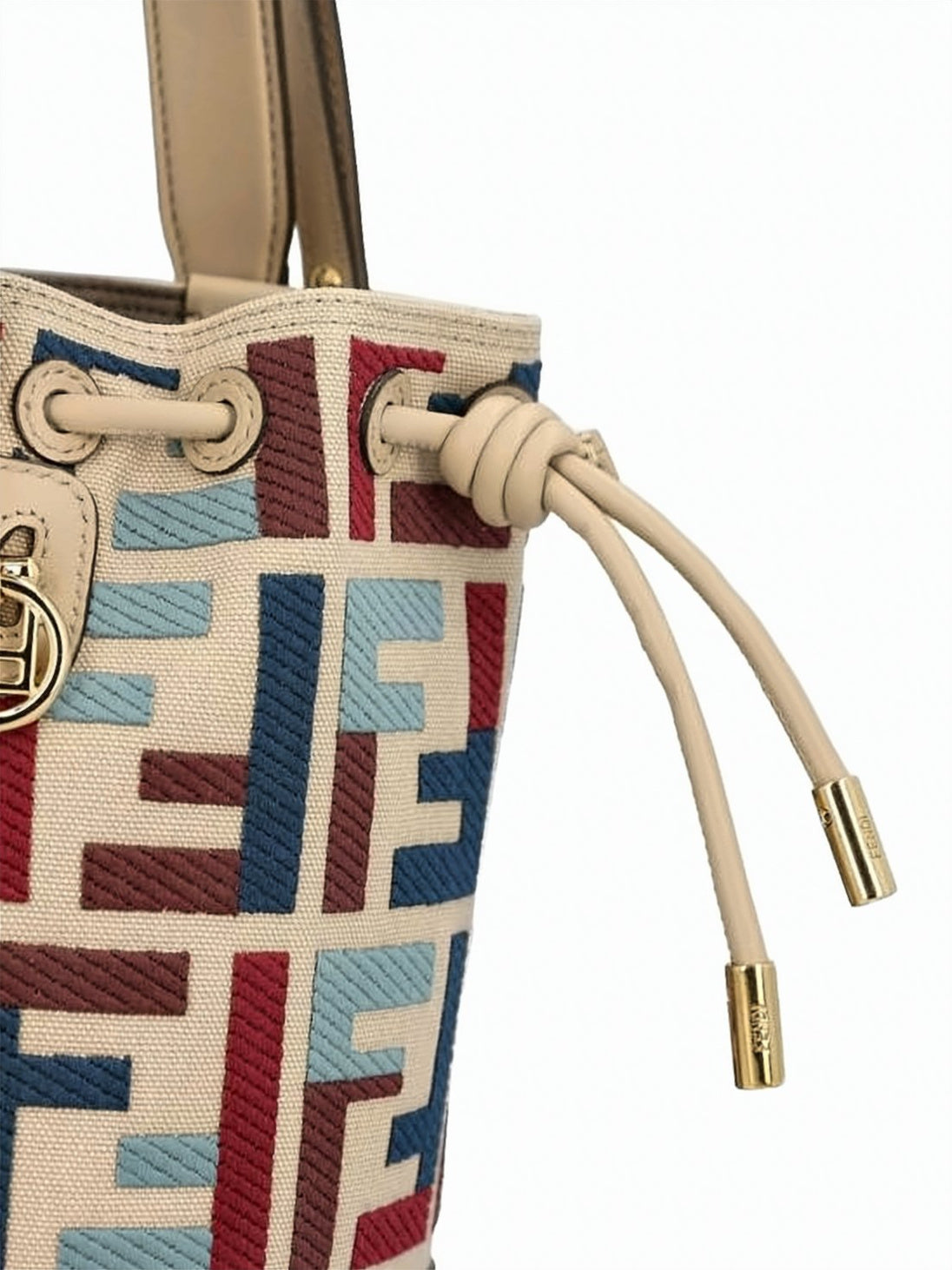 Mini Bucket Bag with Multicolor Geometric Pattern
